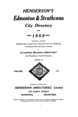 Henderson Directory, Edmonton, 1908