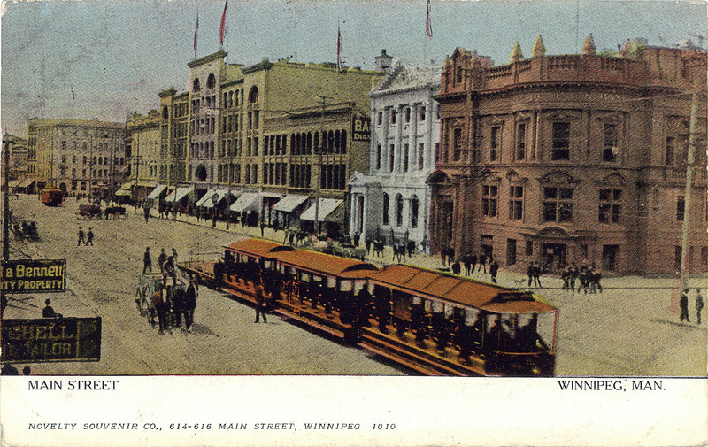 Postcard 1365 Novelty Souvenir Co, Main Street, Winnipeg, Man. (c1911)