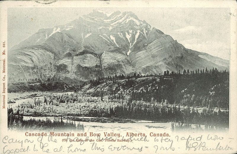 Postcard 7518: Cascade Mountain And Bow Valley, Alberta, Canada. (1910])