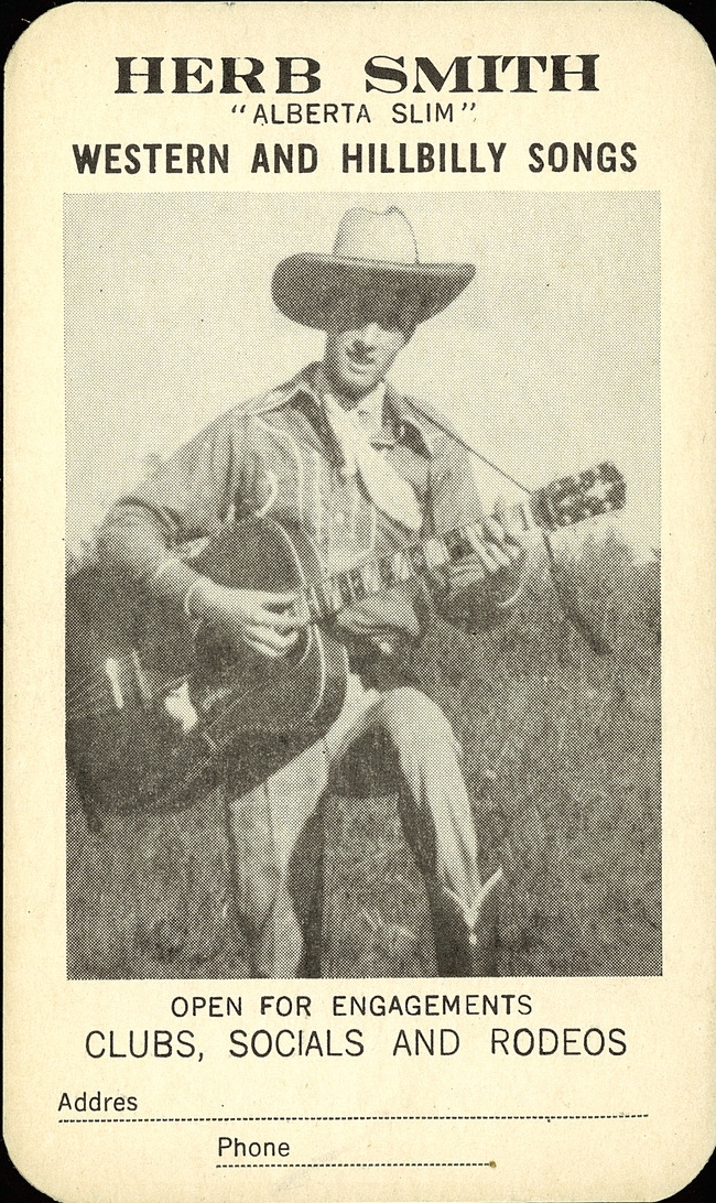 Postcard 13606: Herb Smith "Alberta Slim" Western And Hillbilly Songs (])